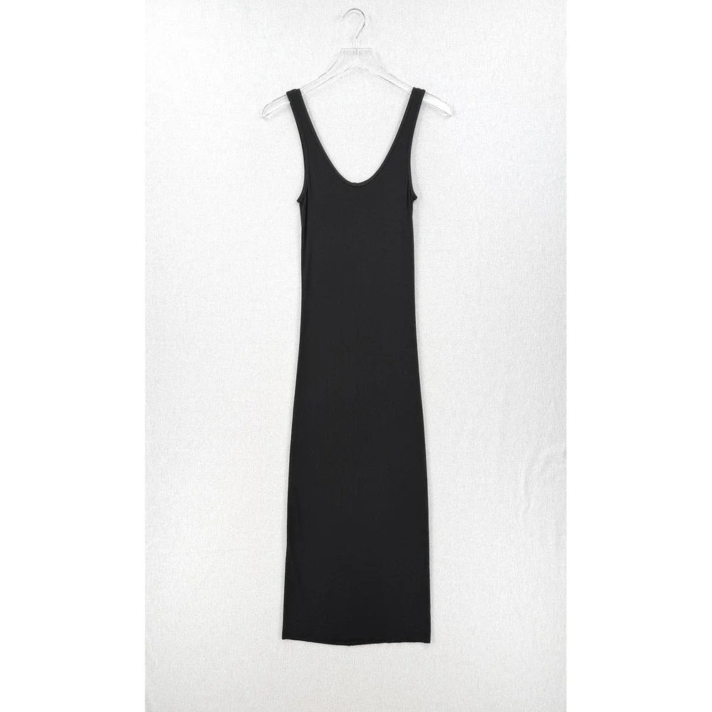 ENZA COSTA Silk Knit Midi Tank Dress Womens Small Black Quiet Luxury Minimal NEW - Picture 4 of 14